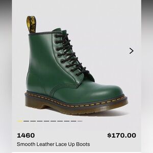 Dr. Martens Green Smooth Leather Lace Up Boots